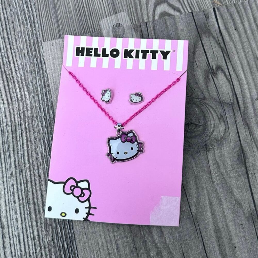 sanrio hello kitty necklace earrings set